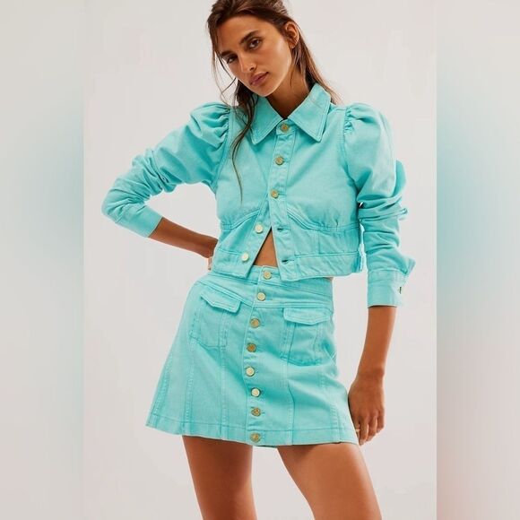 Free People Dresses & Skirts - Free People Lottie Top & Skirt Tiffany Blue Set Size Small